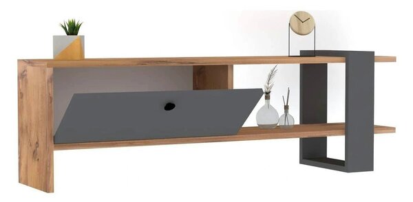 Comoda TV OVA, stejar/gri antracit, PAL melaminat, 120x25x37 cm