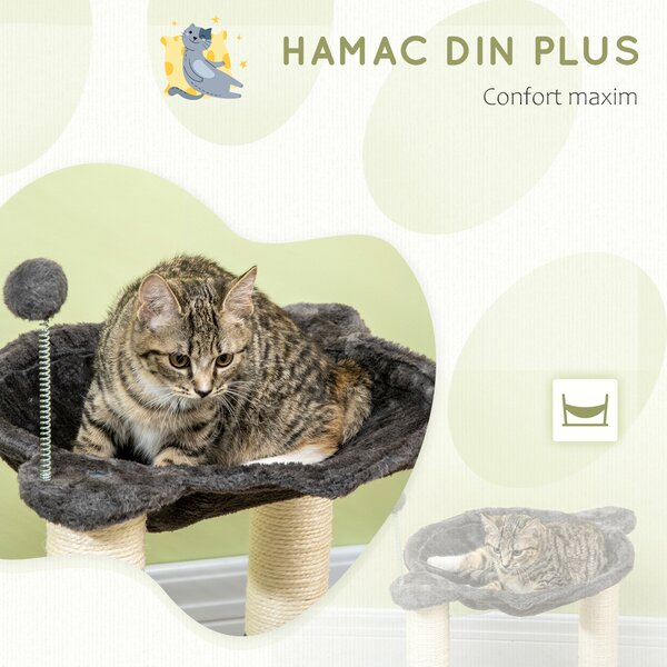 PawHut Turn de Zgâriat pentru Pisici cu Stâlp din Sisal, Design Compact, Ideal pentru Spații Mici | Aosom Romania