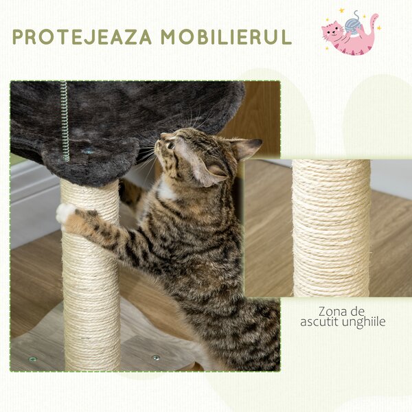 PawHut Turn de Zgâriat pentru Pisici cu Stâlp din Sisal, Design Compact, Ideal pentru Spații Mici | Aosom Romania
