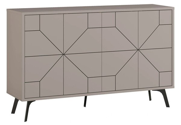 Comoda DUNE, gri/negru, PAL melaminat, 123x35x77 cm