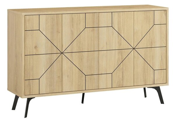 Comoda DUNE, stejar/negru, PAL melaminat, 123x35x77 cm