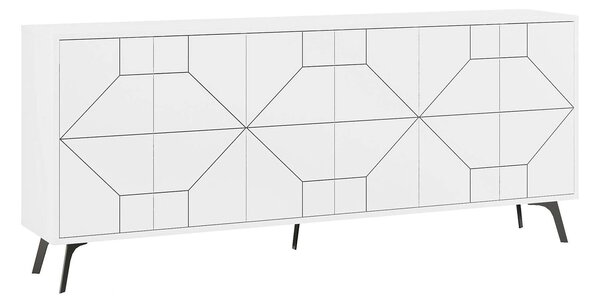 Comoda TV DUNE, alb/negru, PAL melaminat, 184x35x77 cm