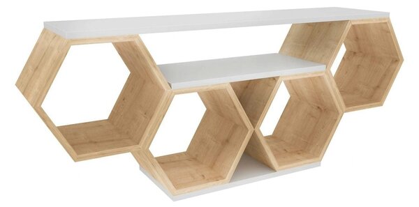 Comoda TV BAL, stejar/alb, PAL melaminat, 140x30x56 cm