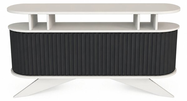 Comoda STOR, alb/gri antracit, PAL melaminat, 150x43x75 cm