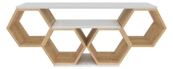 Comoda TV BAL, stejar/alb, PAL melaminat, 140x30x56 cm