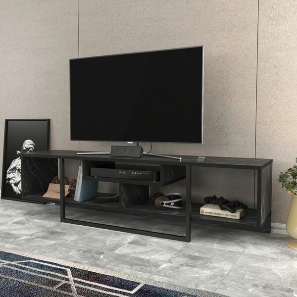 Comoda TV ASAL 150, negru, PAL melaminat, 150x35x40 cm