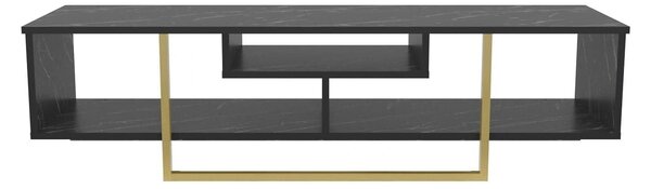 Comoda TV ASAL 150, negru/auriu, PAL melaminat, 150x35x40 cm