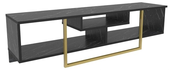 Comoda TV ASAL 150, negru/auriu, PAL melaminat, 150x35x40 cm