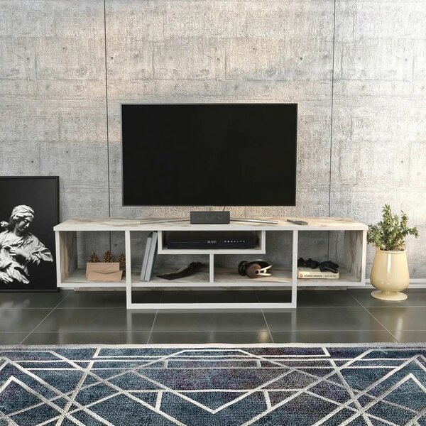 Comoda TV ASAL 150, alb/bej, PAL melaminat, 150x35x40 cm