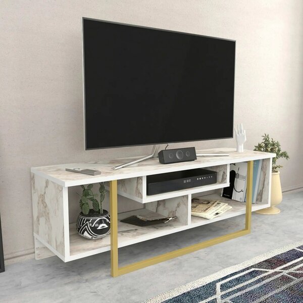 Comoda TV ASAL 120, bej/alb, PAL melaminat, 120x35x40 cm