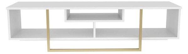 Comoda TV ASAL 150, alb/auriu, PAL melaminat, 150x35x40 cm