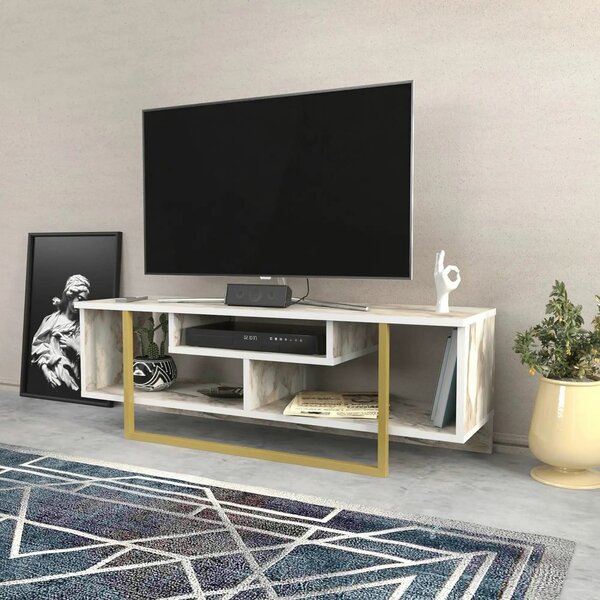 Comoda TV ASAL 120, bej/alb, PAL melaminat, 120x35x40 cm