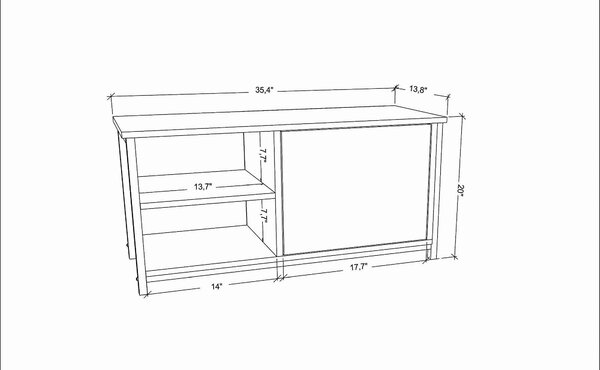 Comoda TV MUSKEGON, negru/stejar, PAL melaminat/metal, 90x35x51 cm