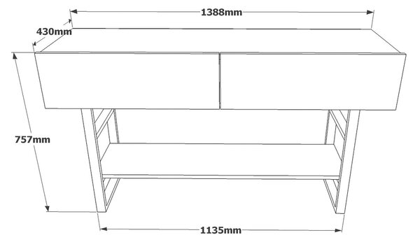 Comoda ML23-A, stejar/negru, PAL melaminat/metal, 139x43x76 cm