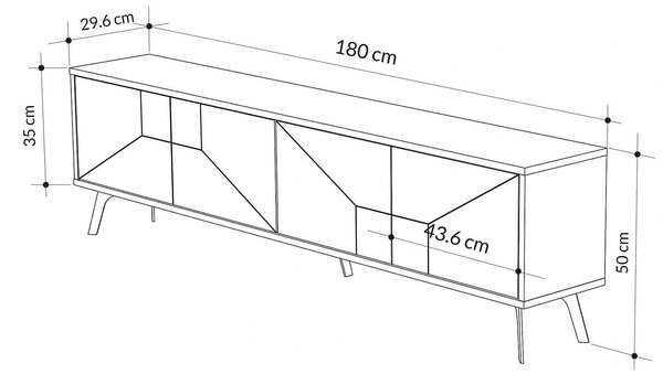 Comoda TV DUNE, stejar, PAL melaminat, 180x30x50 cm