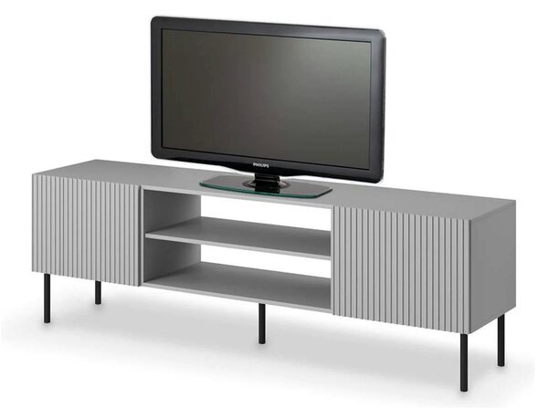 Comoda TV ASENSIO, gri mat/negru, PAL laminat, 180x42x57 cm