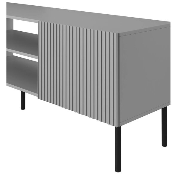 Comoda TV ASENSIO, gri mat/negru, PAL laminat, 180x42x57 cm