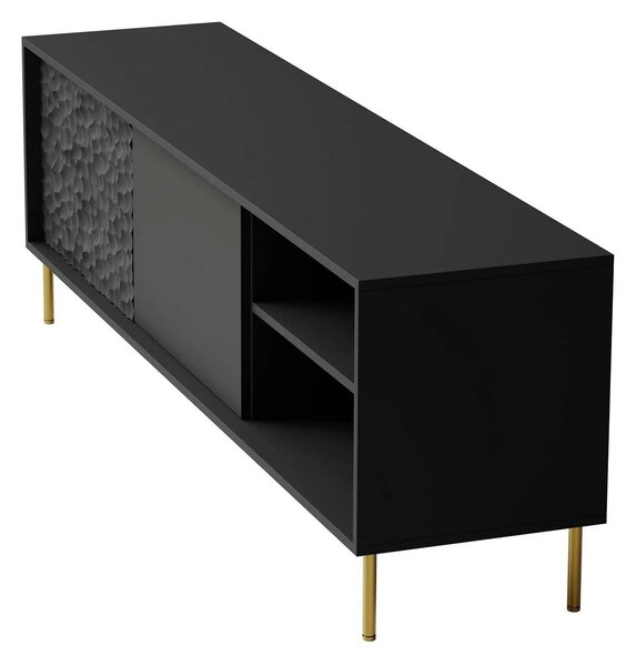Comoda TV BULLET, negru/auriu, PAL laminat, 180x41x58 cm