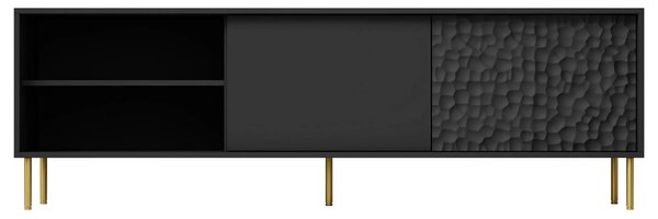Comoda TV BULLET, negru/auriu, PAL laminat, 180x41x58 cm