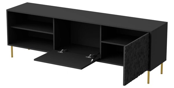 Comoda TV BULLET, negru/auriu, PAL laminat, 180x41x58 cm