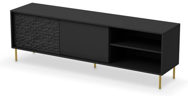 Comoda TV BULLET, negru/auriu, PAL laminat, 180x41x58 cm
