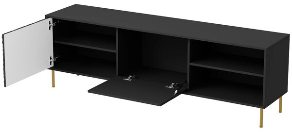 Comoda TV BULLET, negru/auriu, PAL laminat, 180x41x58 cm