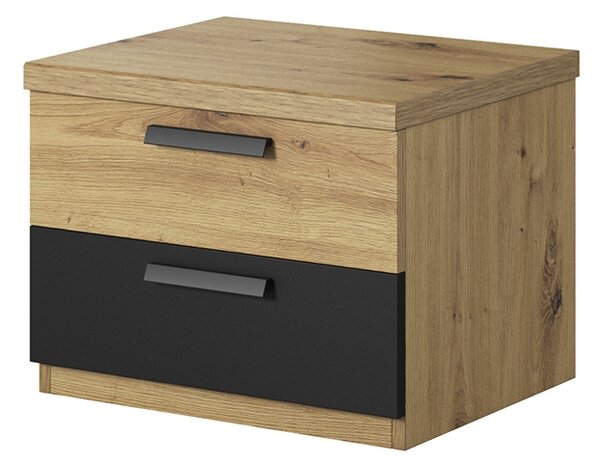 Noptieră cu sertare Sigma 22 46 cm - artisan / negru supermat