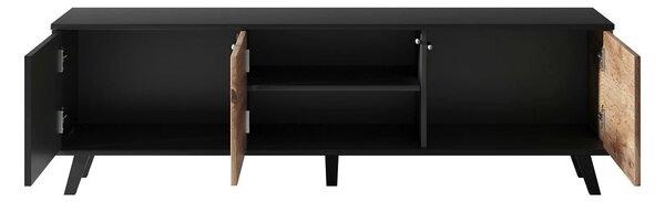 Comoda TV RANDOM , stejar wotan/negru, PAL furniruit, 150x40x47 cm