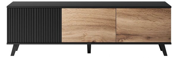 Comoda TV RANDOM , stejar wotan/negru, PAL furniruit, 150x40x47 cm