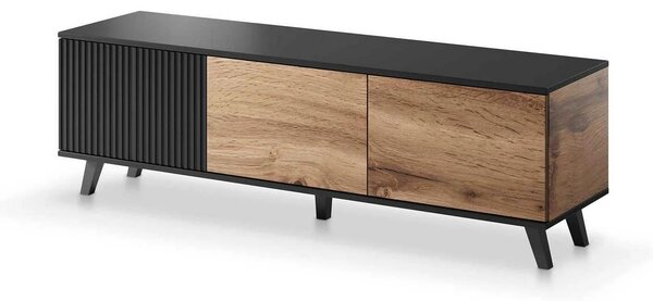 Comoda TV RANDOM , stejar wotan/negru, PAL furniruit, 150x40x47 cm