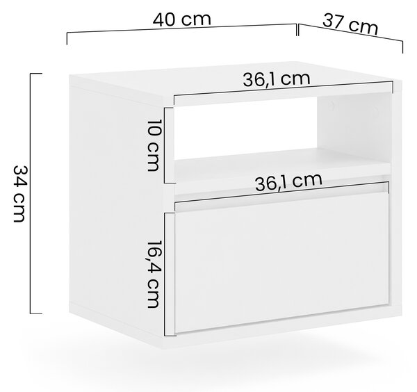 Noptieră suspendată Zolia 40 cm cu sertar - casmir