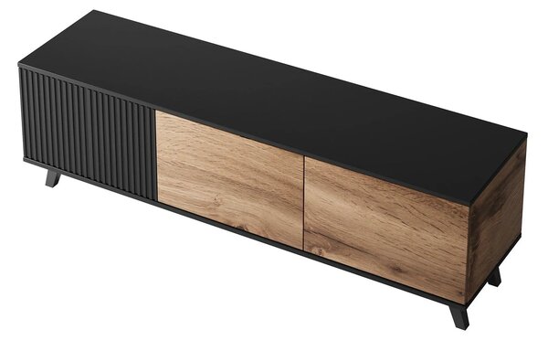 Comoda TV RANDOM , stejar wotan/negru, PAL furniruit, 150x40x47 cm