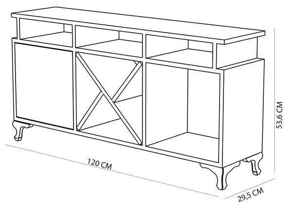 Comoda TV AY, alb/stejar, PAL melaminat, 120x30x54 cm
