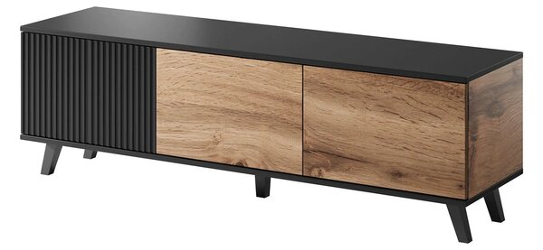 Comoda TV RANDOM , stejar wotan/negru, PAL furniruit, 150x40x47 cm