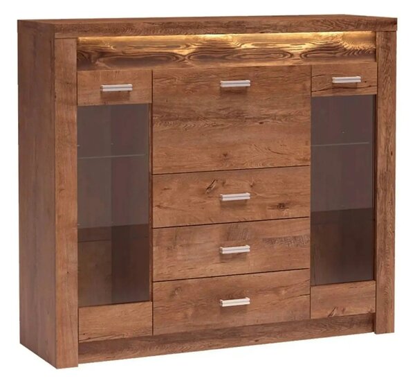 Comoda INFINITY I-08, frasin deschis, PAL melaminat, 137x42x122 cm