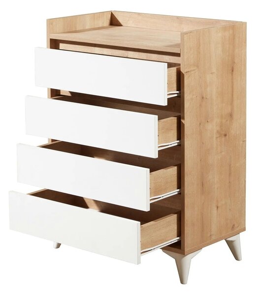 Comoda TUVALLE 040, alb/stejar, PAL melaminat, 70x40x92 cm