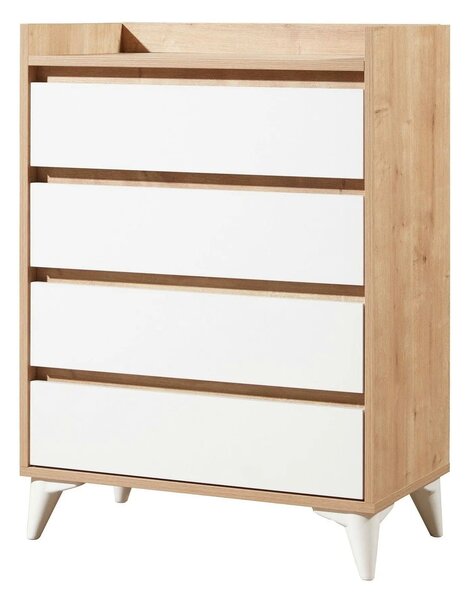 Comoda TUVALLE 040, alb/stejar, PAL melaminat, 70x40x92 cm