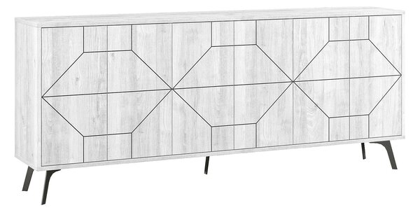 Comoda DUNE, alb/gri, PAL melaminat, 184x35x77 cm