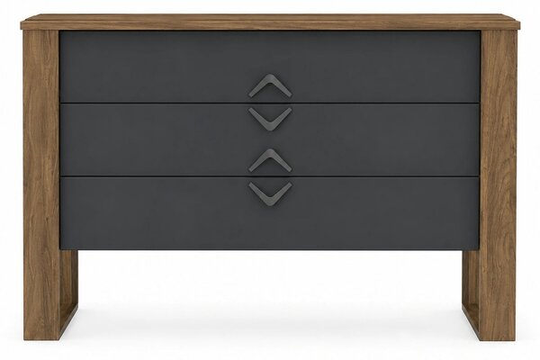 Comoda Bumerang Aynalı, gri antarcit/alun, PAL melaminat, 110x45x76 cm