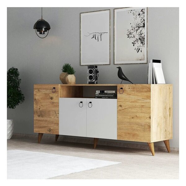 Comoda 616TNM1606, stejar/alb, PAL melaminat, 180x45x79 cm