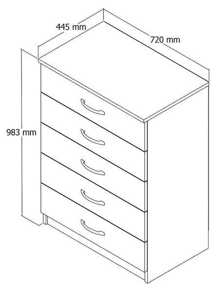 Comoda 616TNM1508, stejar, PAL melaminat, 72x45x98 cm