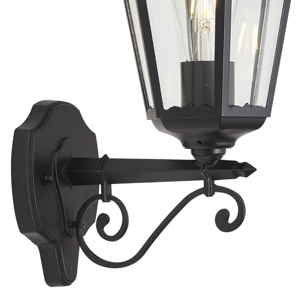 Lampă clasică de perete neagră cu cupru IP44 - Havana