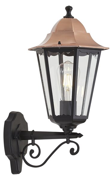Lampă clasică de perete neagră cu cupru IP44 - Havana