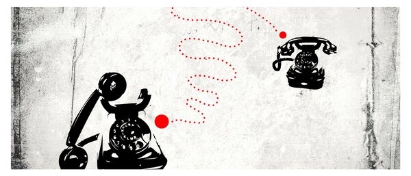 Tablou - Desen de telefon în stilul lui Banksy (120x50 cm)