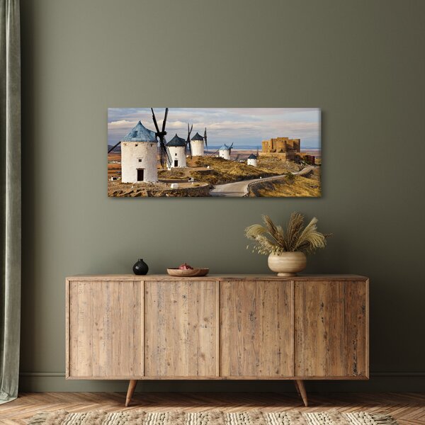 Tablou - Morile de vânt din Consuegra, Spania (120x50 cm)