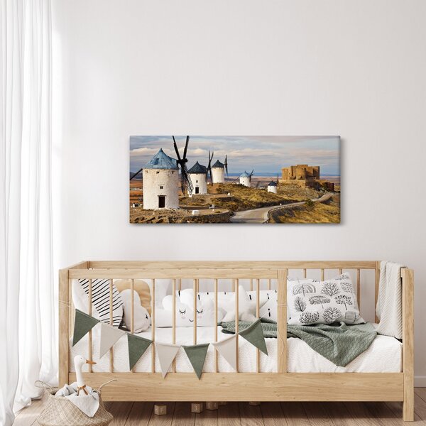 Tablou - Morile de vânt din Consuegra, Spania (120x50 cm)