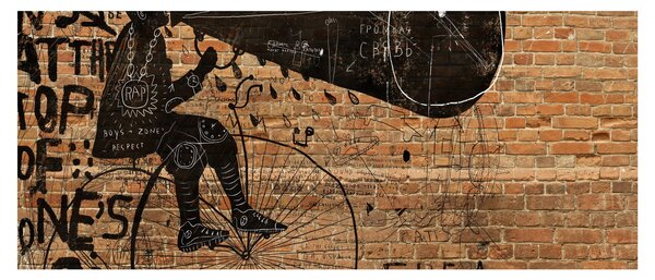 Tablou - Barbat cu biciclete stil Bansky (120x50 cm)