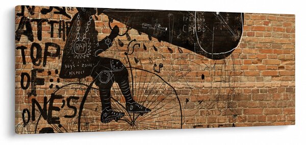 Tablou - Barbat cu biciclete stil Bansky (120x50 cm)