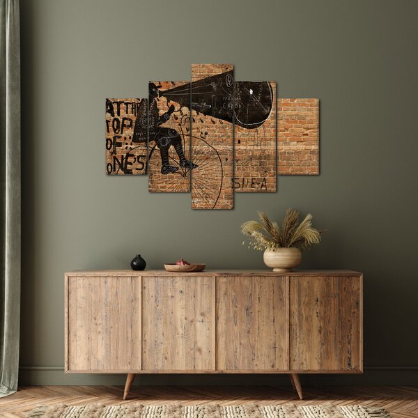 Tablou - Barbat cu biciclete stil Bansky (150x105 cm)