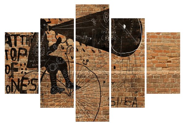 Tablou - Barbat cu biciclete stil Bansky (150x105 cm)